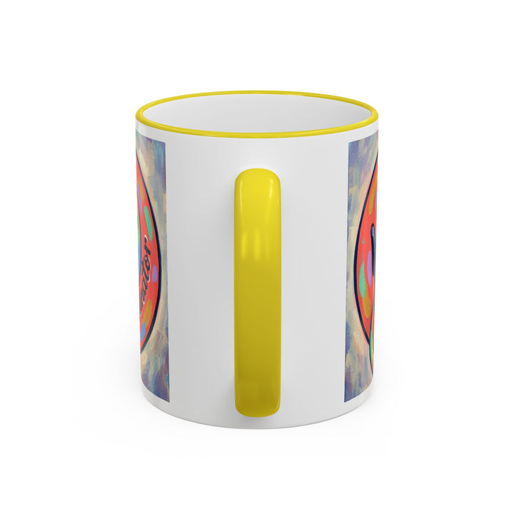 Colorful Paw Print Pet Lover Accent Rim Mug (11oz/15oz)