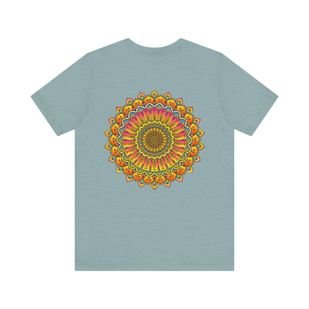 Vibrant Mandala Tee featuring intricate design for spiritual peace & harmony