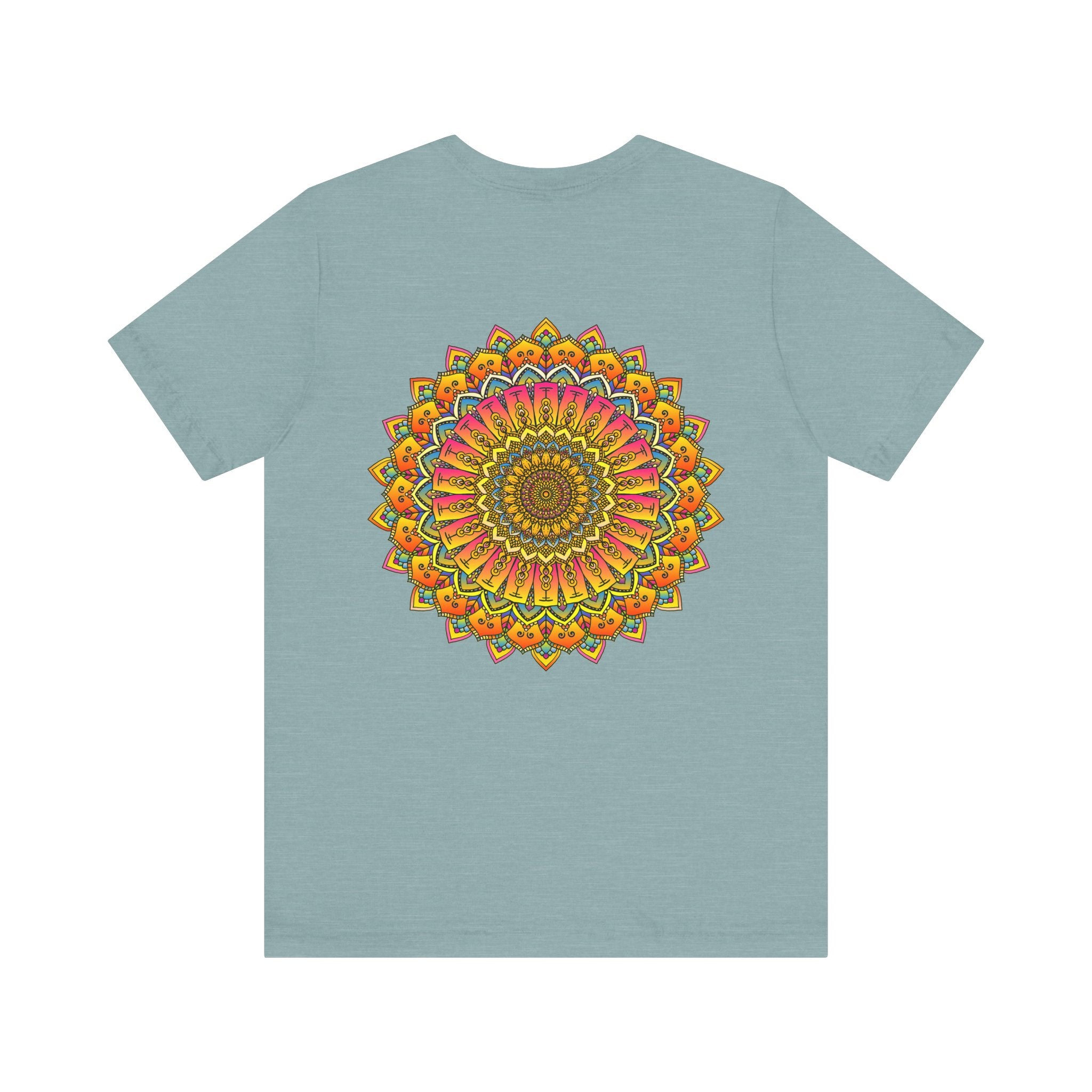 Vibrant Mandala Tee featuring intricate design for spiritual peace & harmony