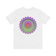 Vibrant Mandala Tee with intricate geometric design representing spiritual peace and harmony, perfect for spreading positive energy and embracing inner tranquility