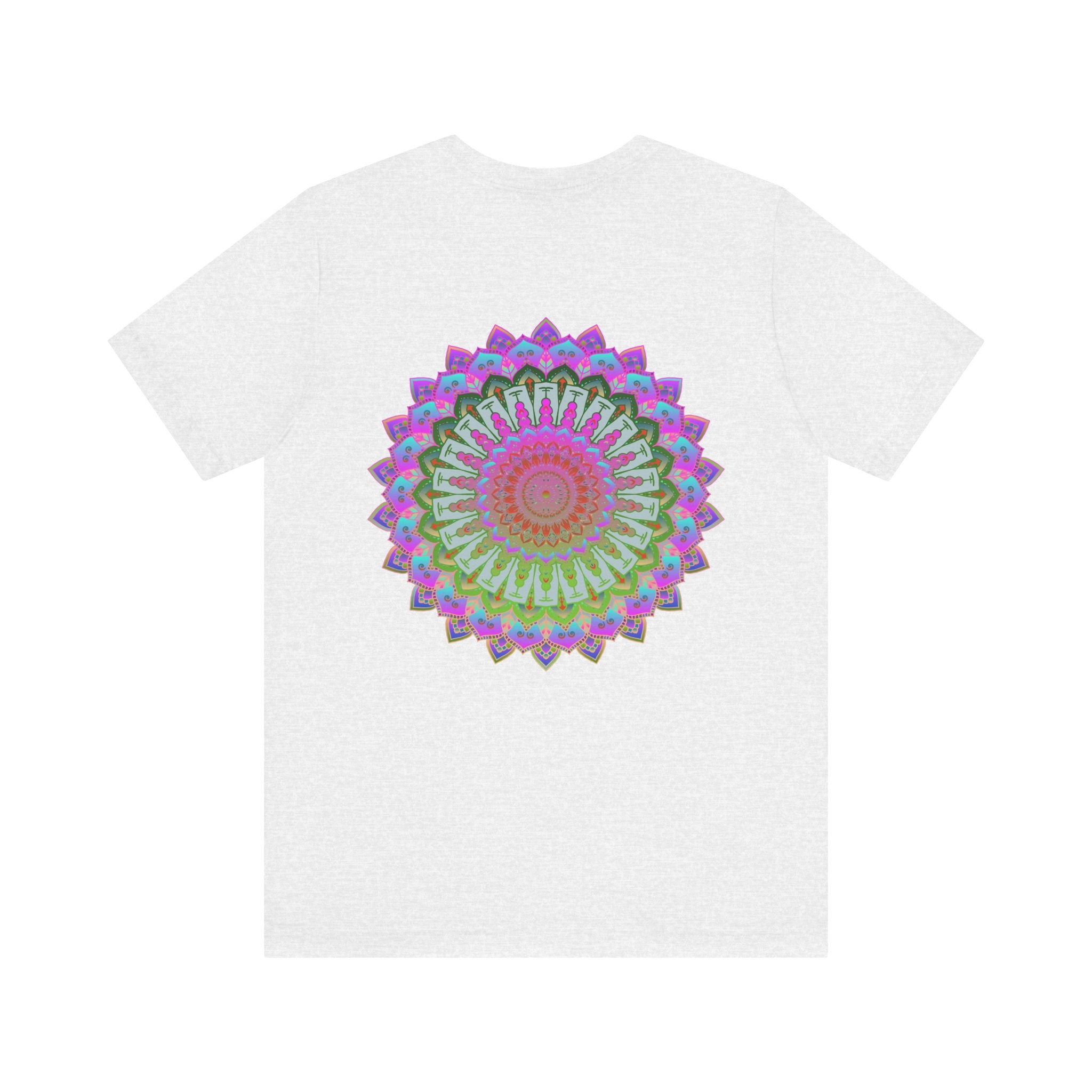 Vibrant Mandala Tee with intricate geometric design representing spiritual peace and harmony, perfect for spreading positive energy and embracing inner tranquility