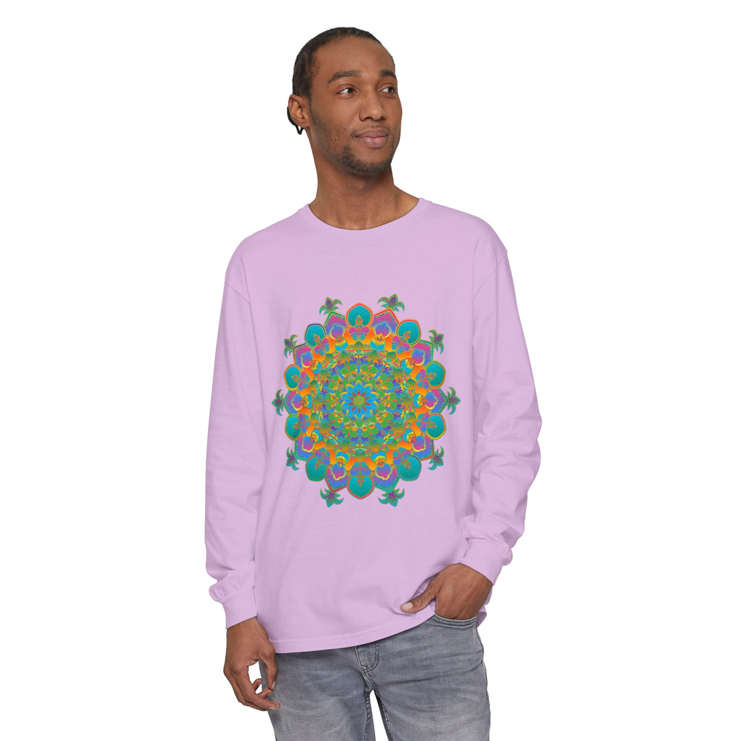 Colorful and intricate mandala design long sleeve t-shirt for both men and women