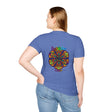 Colorful, intricate mandala art design on a softstyle unisex t-shirt, perfect as a unique and thoughtful gift for a sister