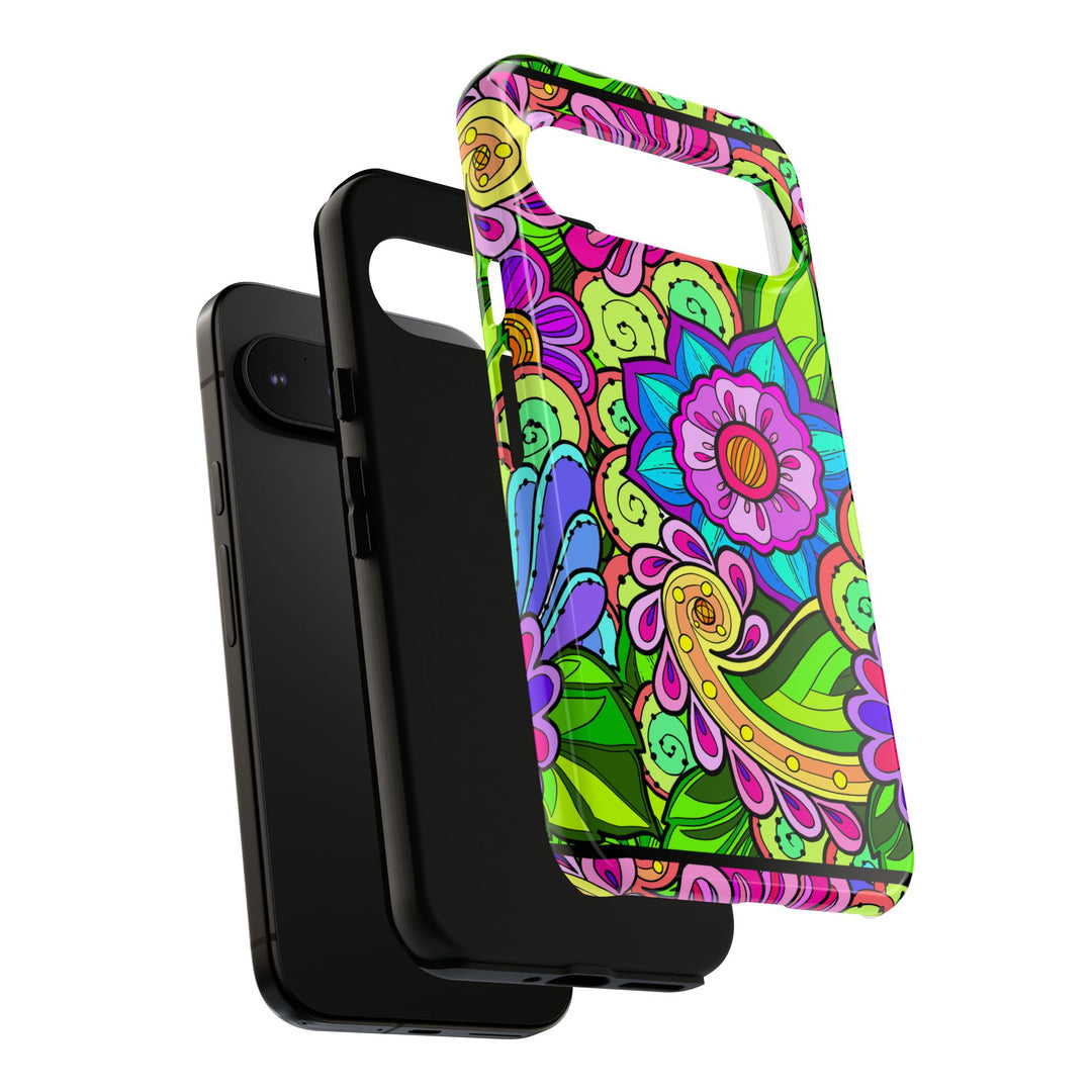 Floral Fantasy iPhone and Google Pixel Case in Bright Green Palette
