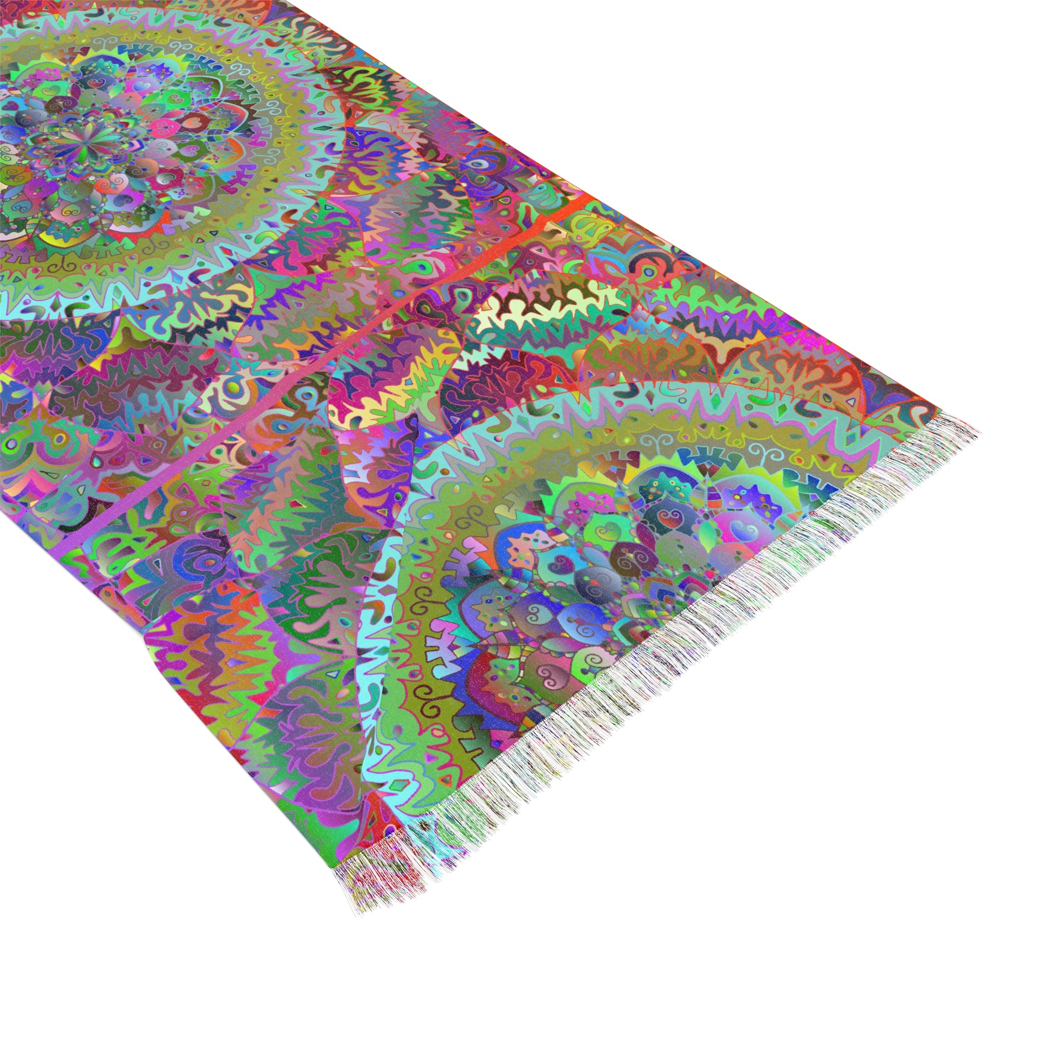 Mandala Multicolor Light Scarf — Intricate Hues, Boho Wrap