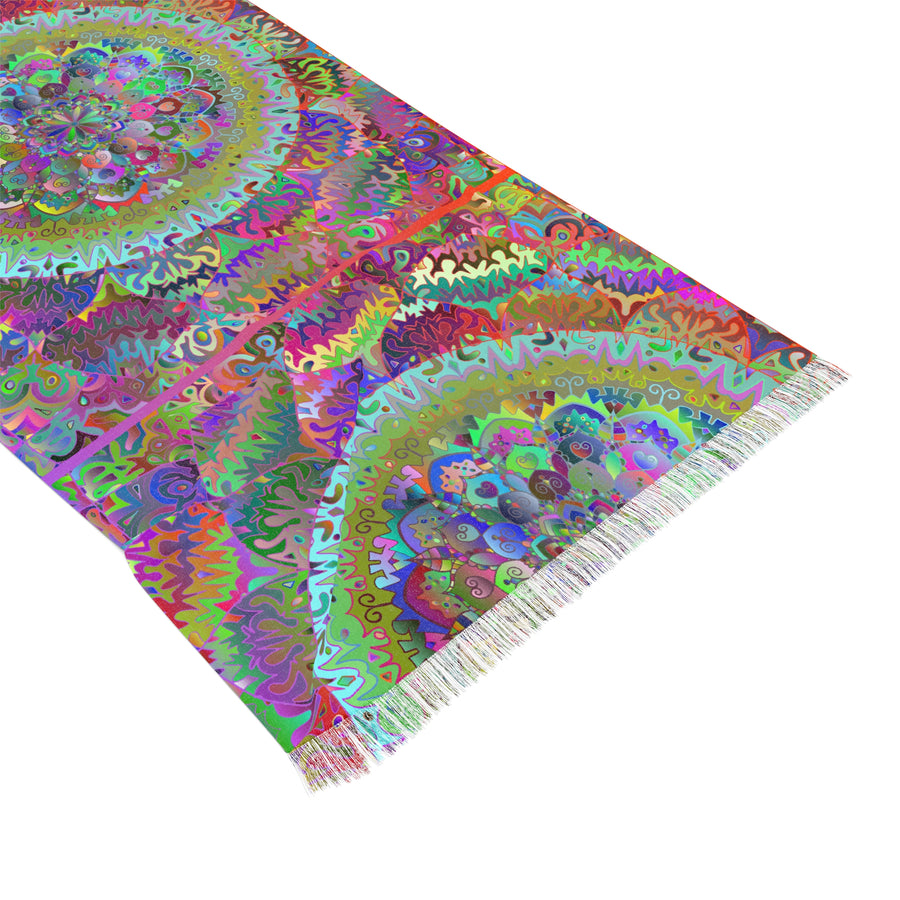 Mandala Multicolor Light Scarf — Intricate Hues, Boho Wrap