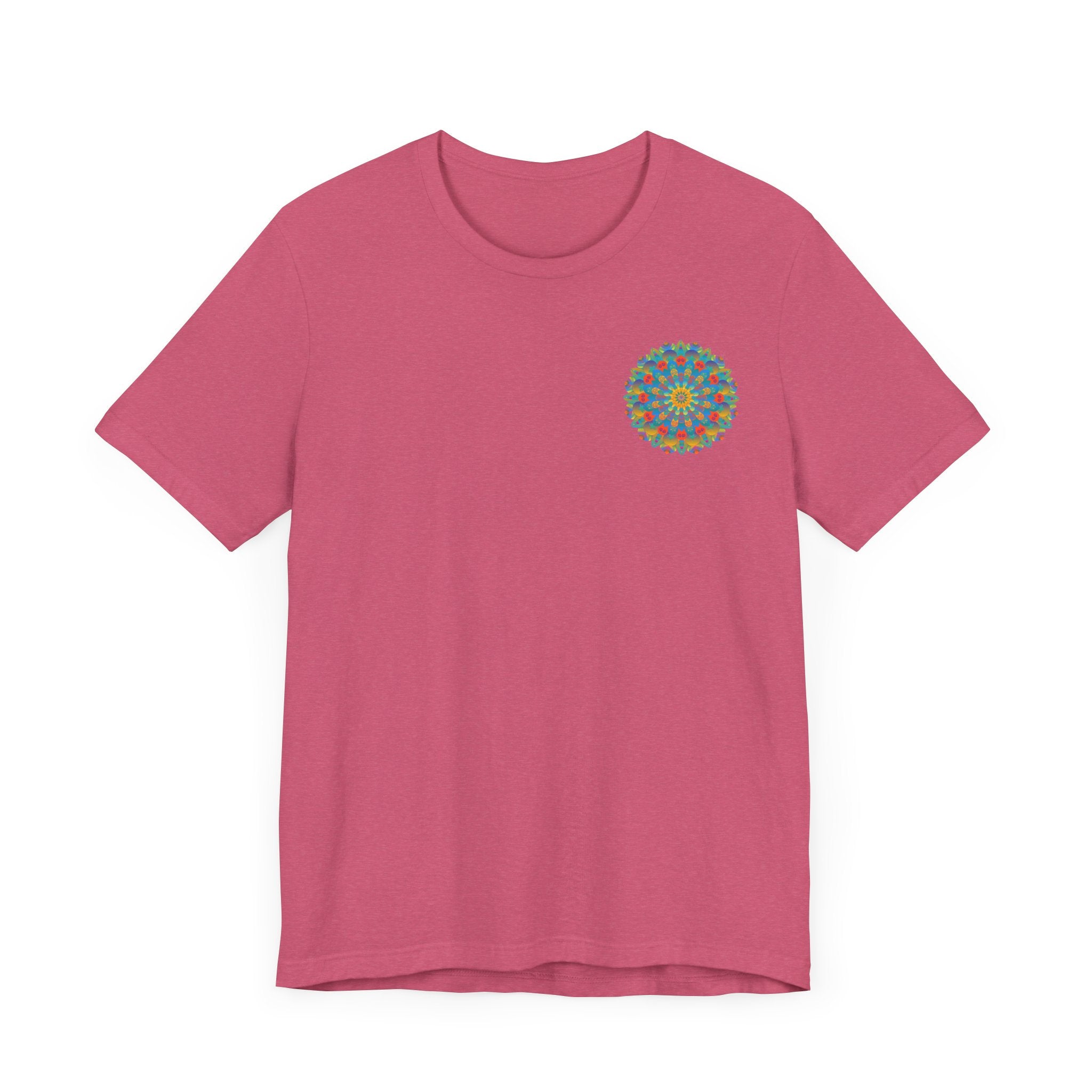 Colorful mandala design t-shirt with vibrant psychedelic patterns for spiritual peace and inner harmony