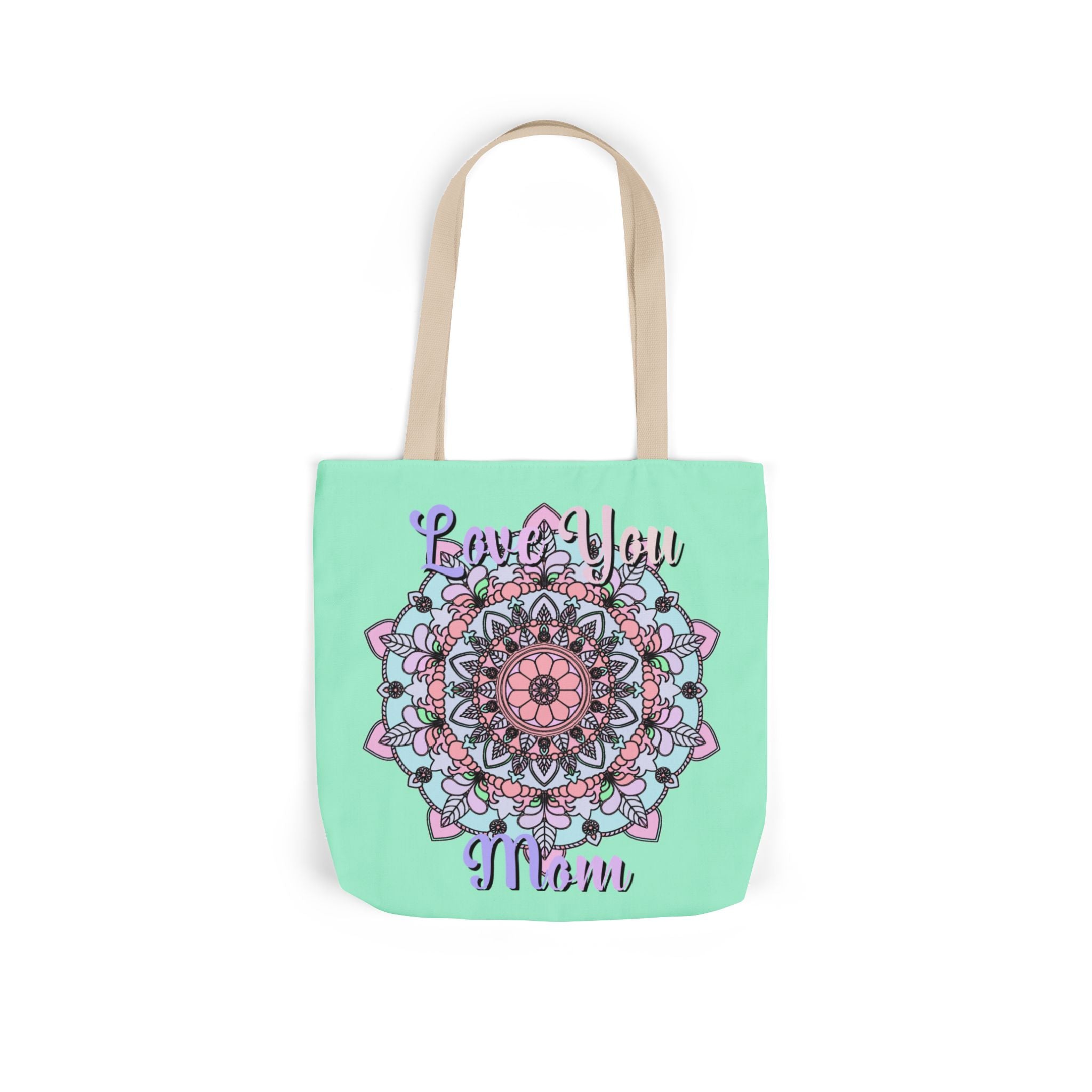 Mandala 'Love You Mom' Canvas Tote — Floral Mother's Day Gift Bag