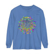 Vibrant and intricate mandala design on a unisex long sleeve t-shirt