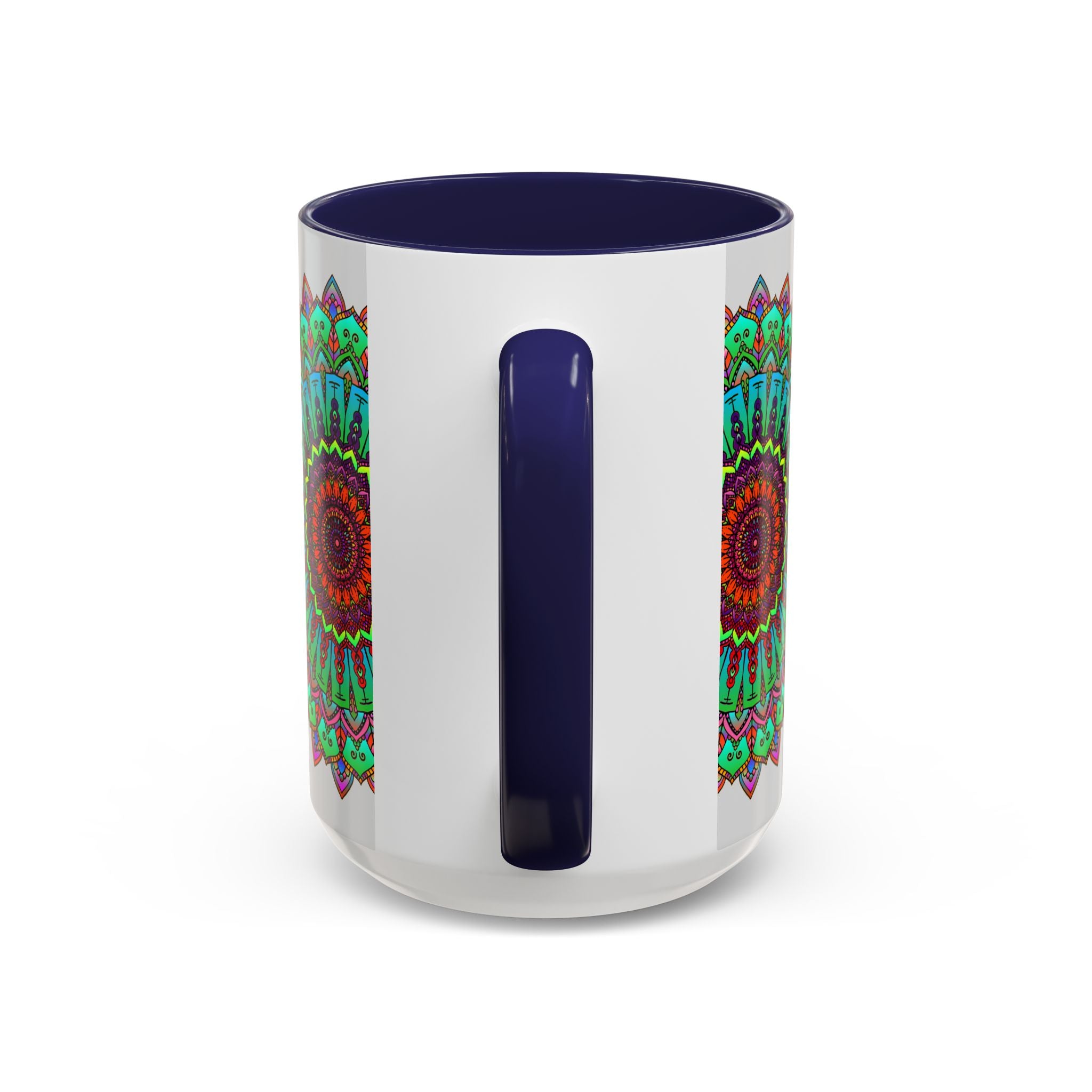 Mandala Art Mug in Light Grey with Colorful Design, Perfect for Enjoying Your Morning Coffee or Tea