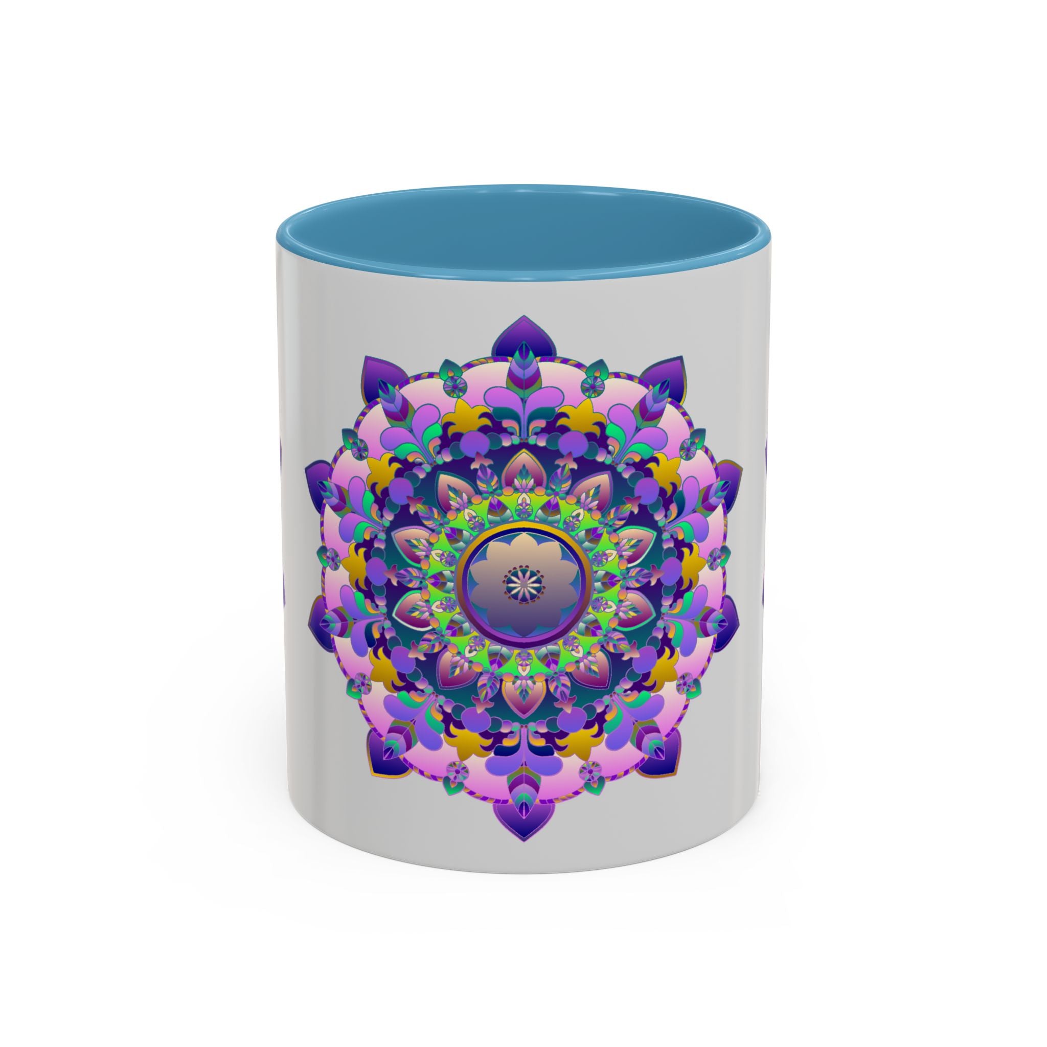 Vibrant and intricate mandala art mug with colorful floral design