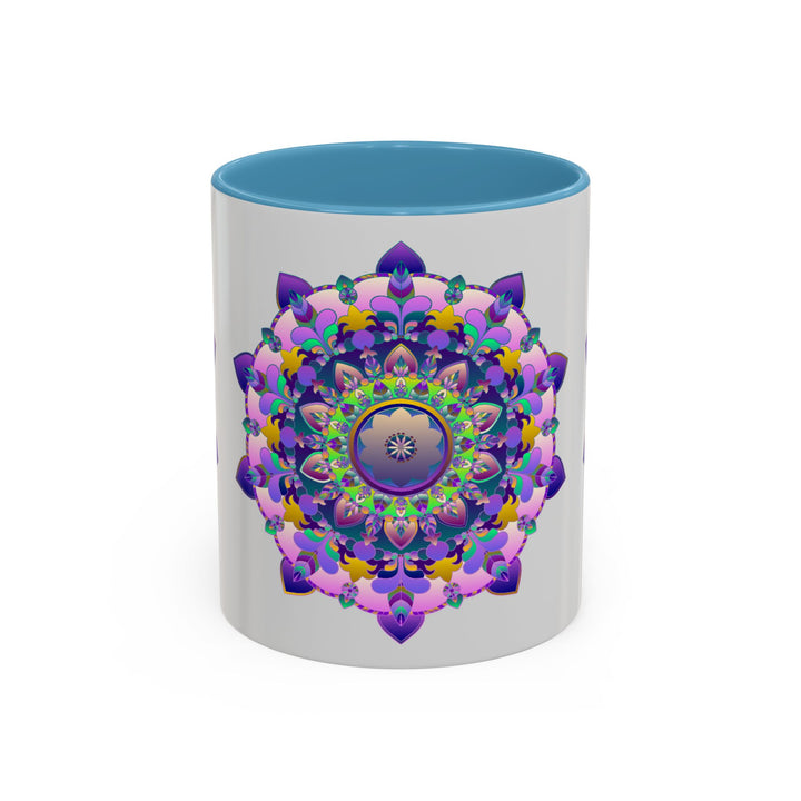 Vibrant and intricate mandala art mug with colorful floral design