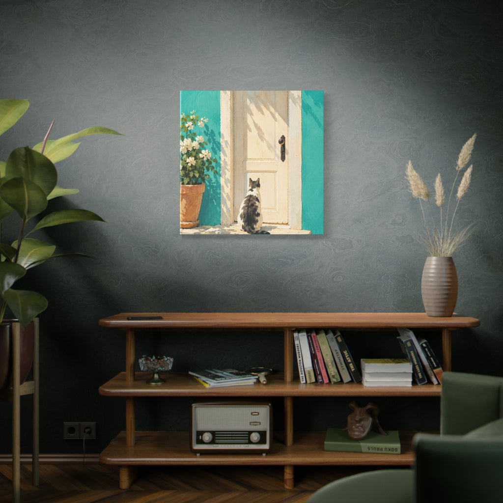 Sunlit Doorway Cat Canvas Wall Art