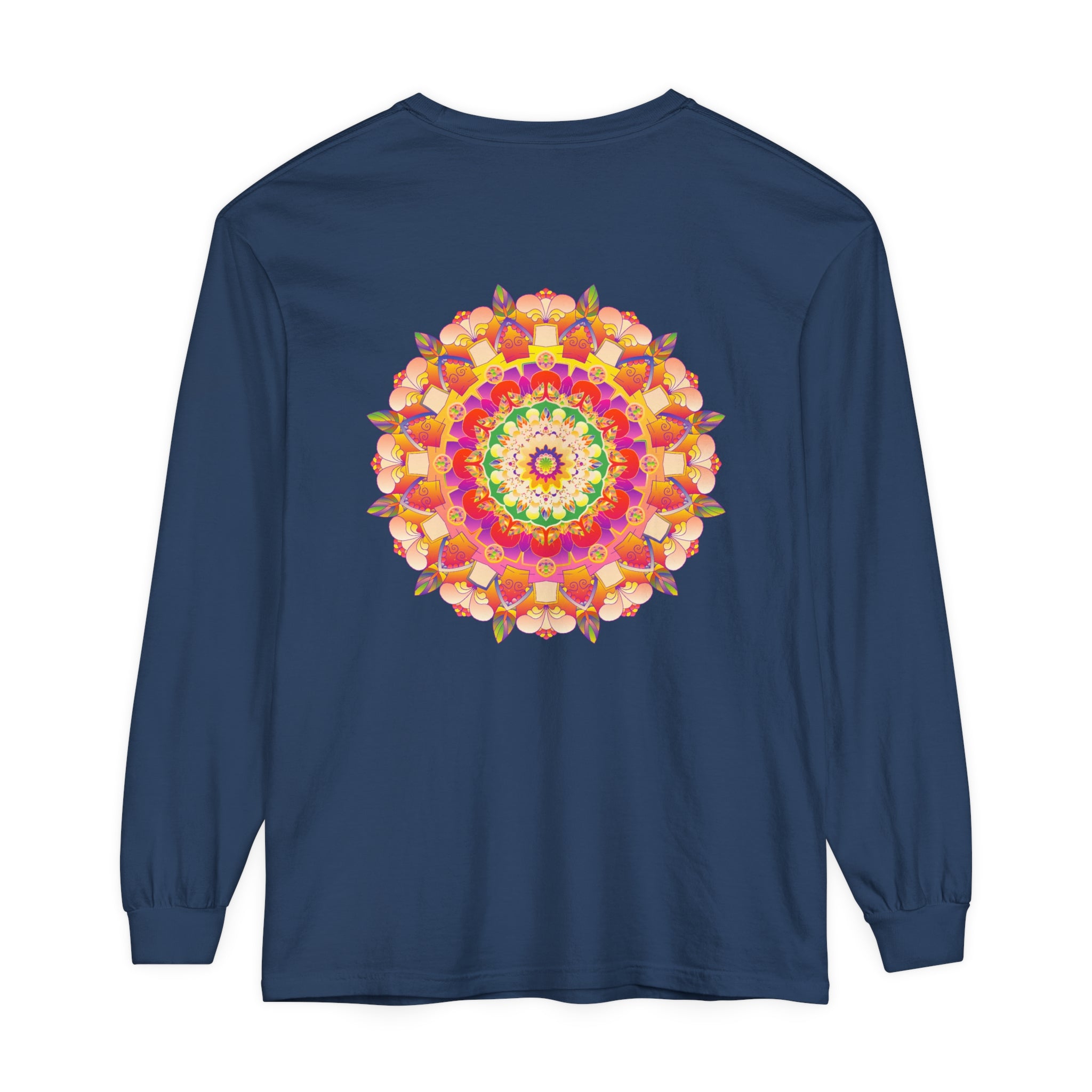 Colorful mandala design long sleeve unisex t-shirt for vibrant fashion statement