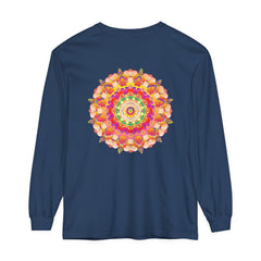 Colorful mandala design long sleeve unisex t-shirt for vibrant fashion statement