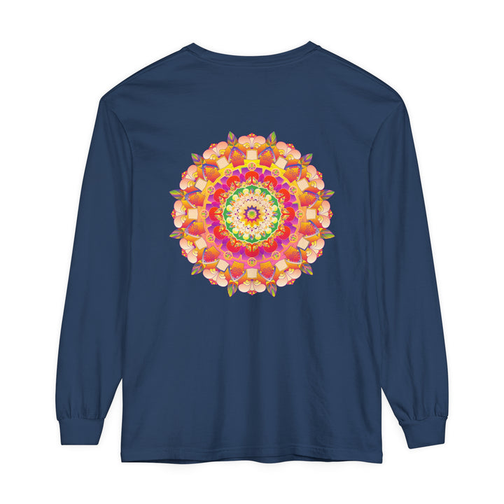 Colorful mandala design long sleeve unisex t-shirt for vibrant fashion statement