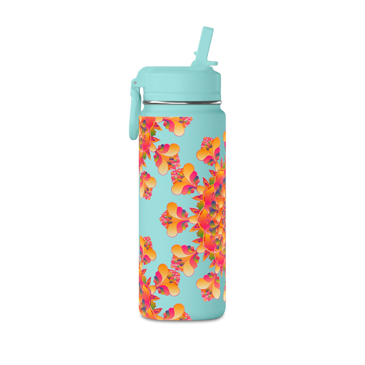 20oz Floral Mandala Mini Water Bottle – Colorful Boho Hydration Bottle