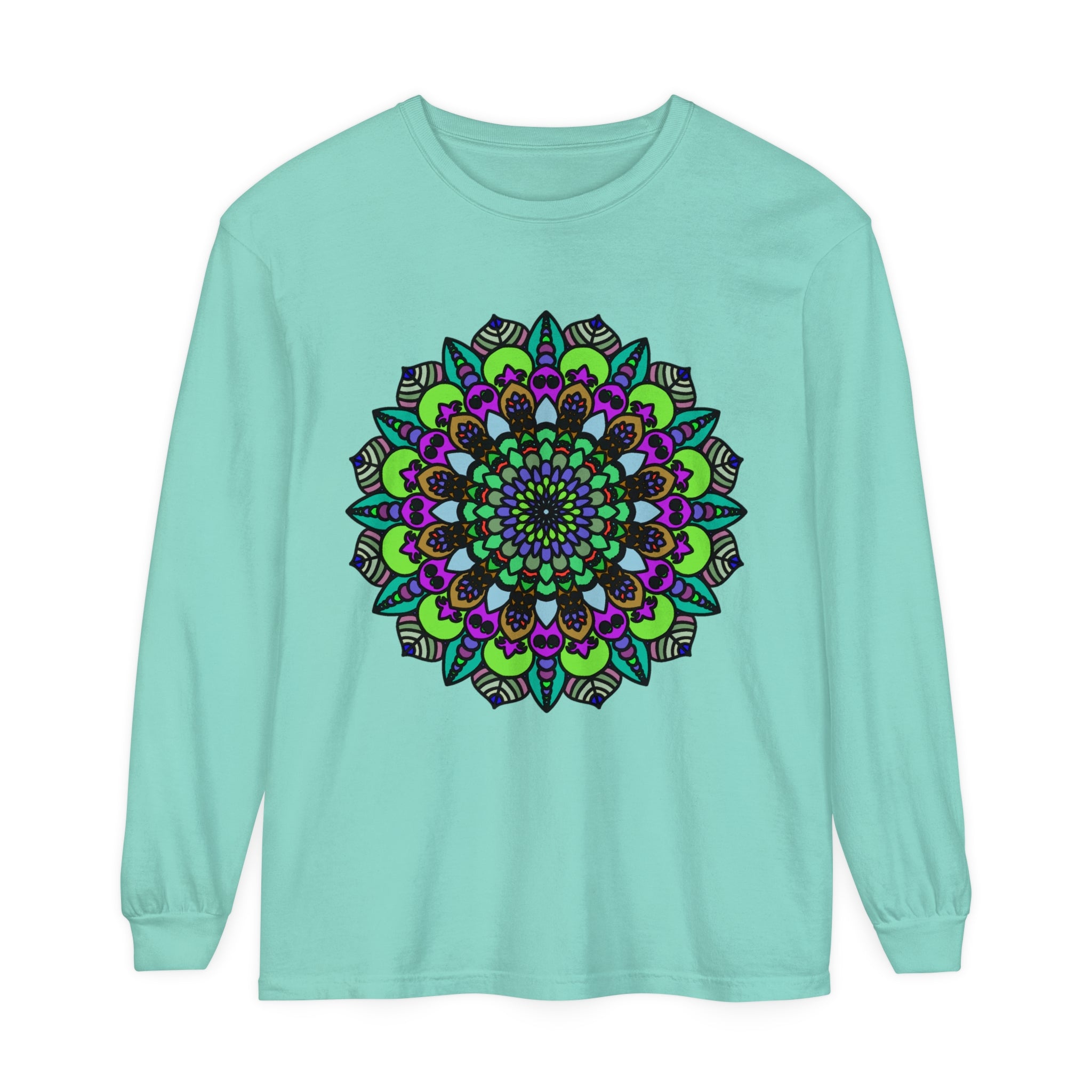 Colorful and intricate mandala design long sleeve t-shirt for all genders