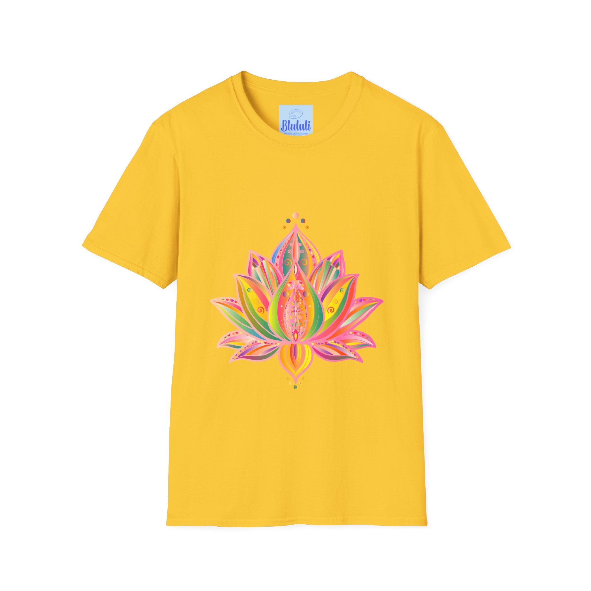 Lotus Mandala Unisex T-Shirt featuring a hand-drawn unique design by Blululi