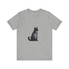 Black Cat Mystery - T-Shirt: A black cotton tee with a mysterious black cat illustration