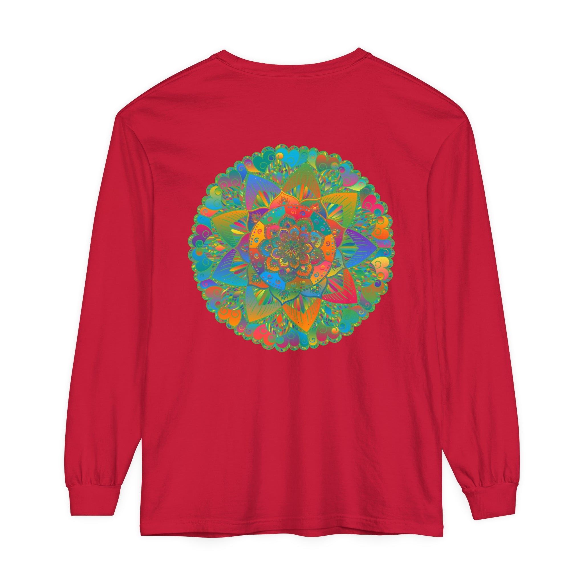 Colorful and intricate mandala design unisex long sleeve t-shirt for all genders