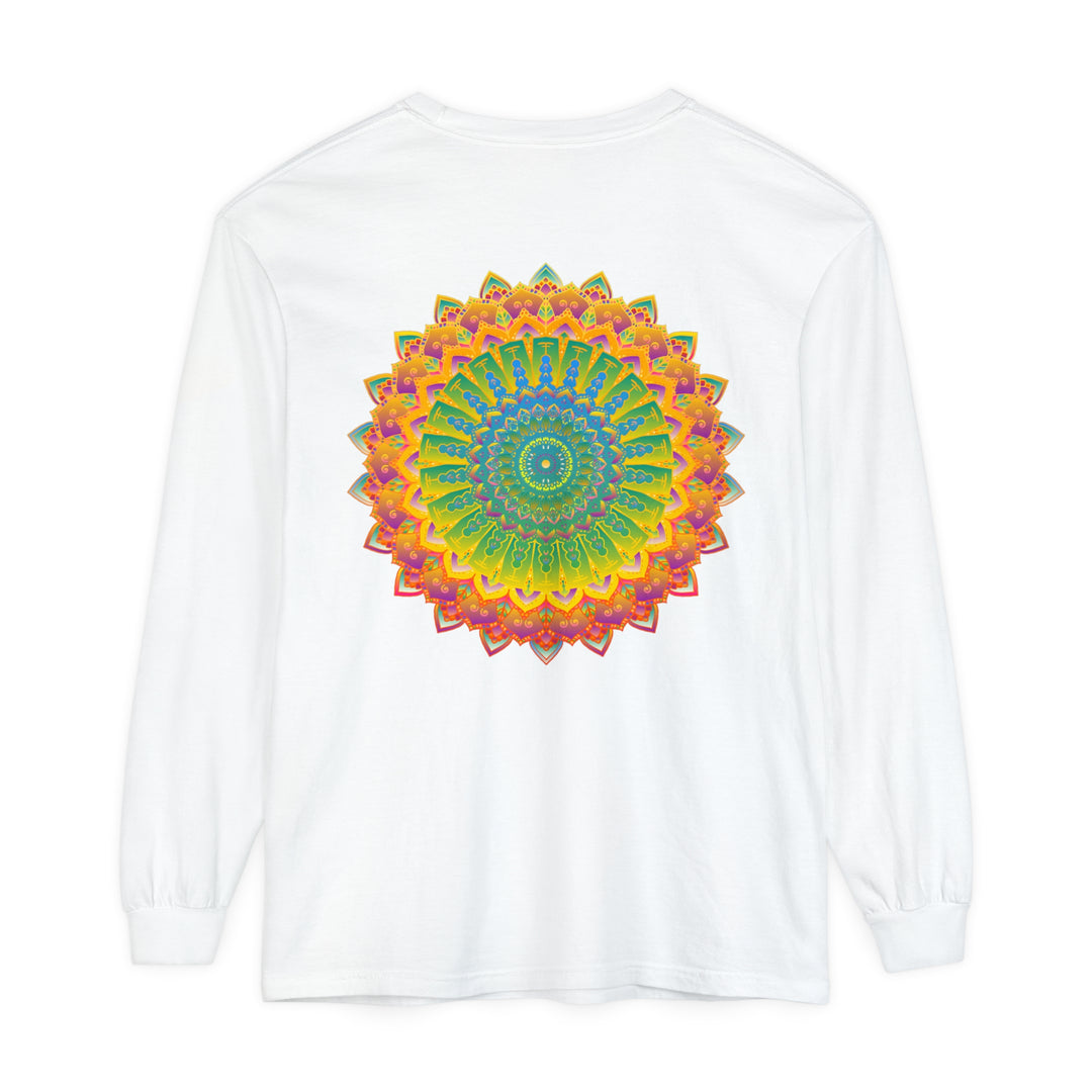 Intricate Mandala Unisex Long Sleeve T-Shirt featuring detailed mandala design in vibrant colors