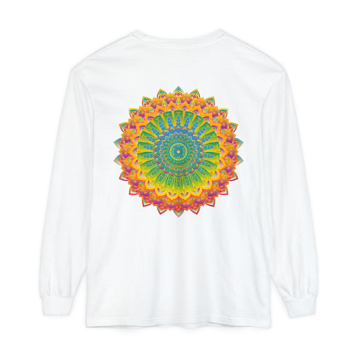 Intricate Mandala Unisex Long Sleeve T-Shirt featuring detailed mandala design in vibrant colors