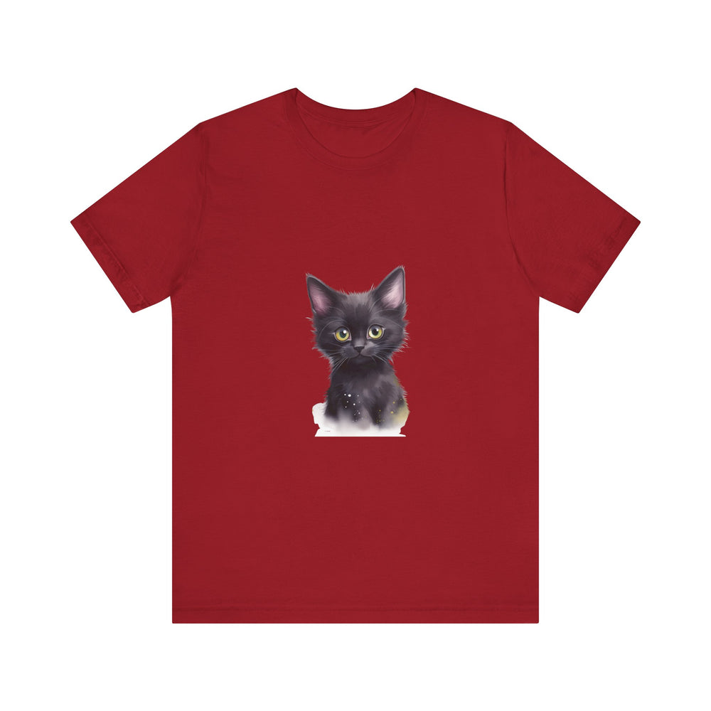 Black cat design mystical kitten tee with captivating and enchanting artwork