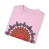 Unisex Mandala T-Shirt featuring intricate hand-drawn mandala art, made of 100% ring-spun cotton and garment-dyed for maximum comfort