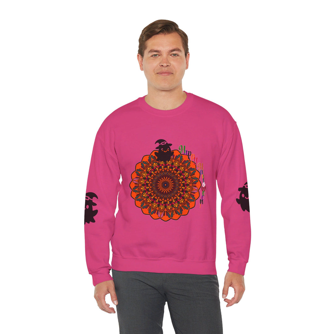 Handmade sweatshirt featuring a captivating and detailed mandala ghost print