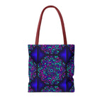 Kaleidoscope Mandala Tote Bag — Vibrant Neon Floral Pattern