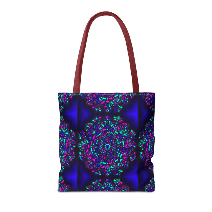 Kaleidoscope Mandala Tote Bag — Vibrant Neon Floral Pattern