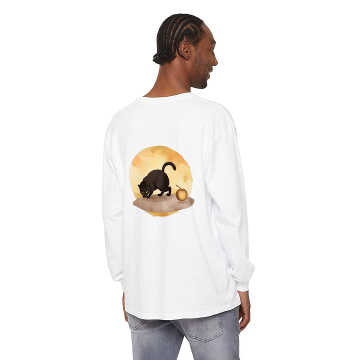 Black Cat Moonlit Mystery T-Shirt with Cat and Scary Moon