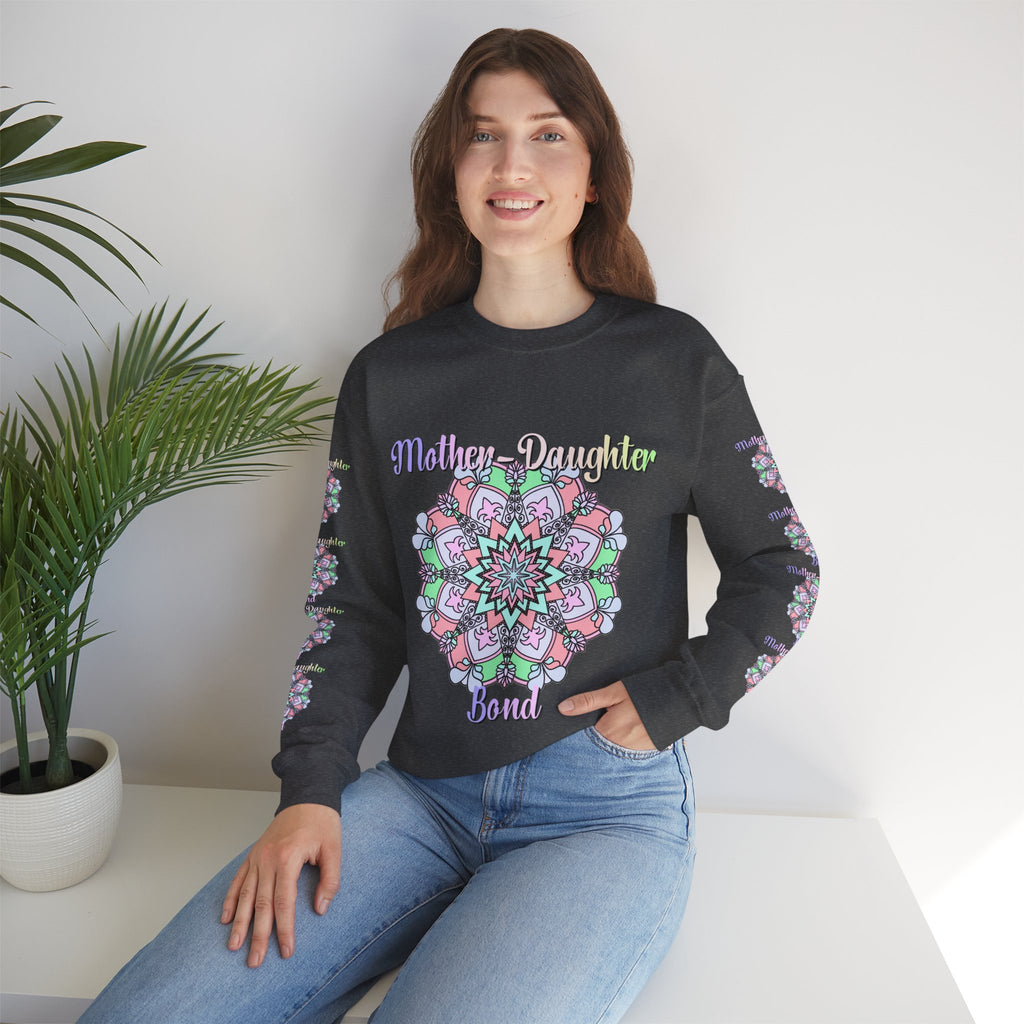 Felpa Girocollo Legame Madre-Figlia — Regalo di Famiglia Mandala Floreale