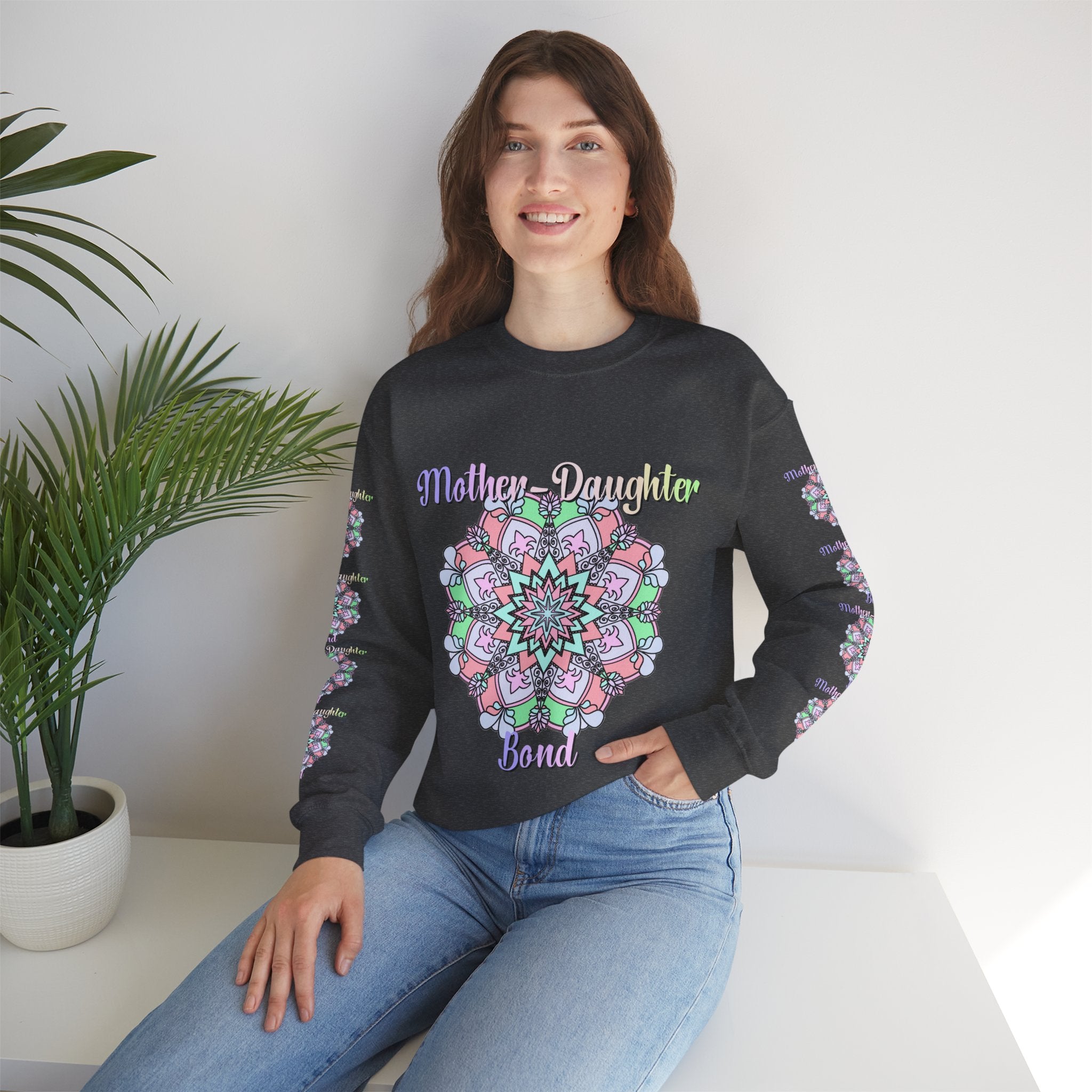 Mother-Daughter Bond Crewneck Sweatshirt — Floral Mandala Family Gift