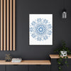 Beautiful steel blue mandala handmade art on gallery canvas wrap, vertical frame