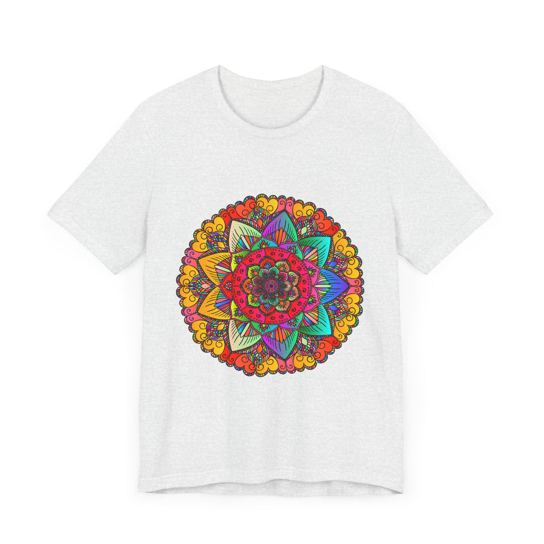 Vibrant Mandala Tee with Red and Purple Spiritual Design