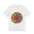 Vibrant Mandala Tee with Red and Purple Spiritual Design