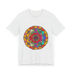 Vibrant Mandala Tee with Red and Purple Spiritual Design