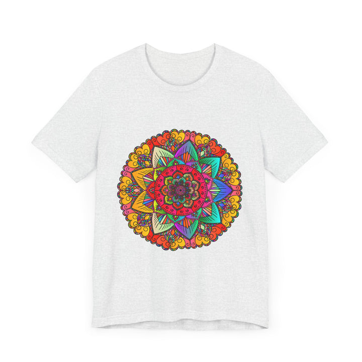 Vibrant Mandala Tee with Red and Purple Spiritual Design