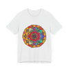 Vibrant Mandala Tee with Red and Purple Spiritual Design