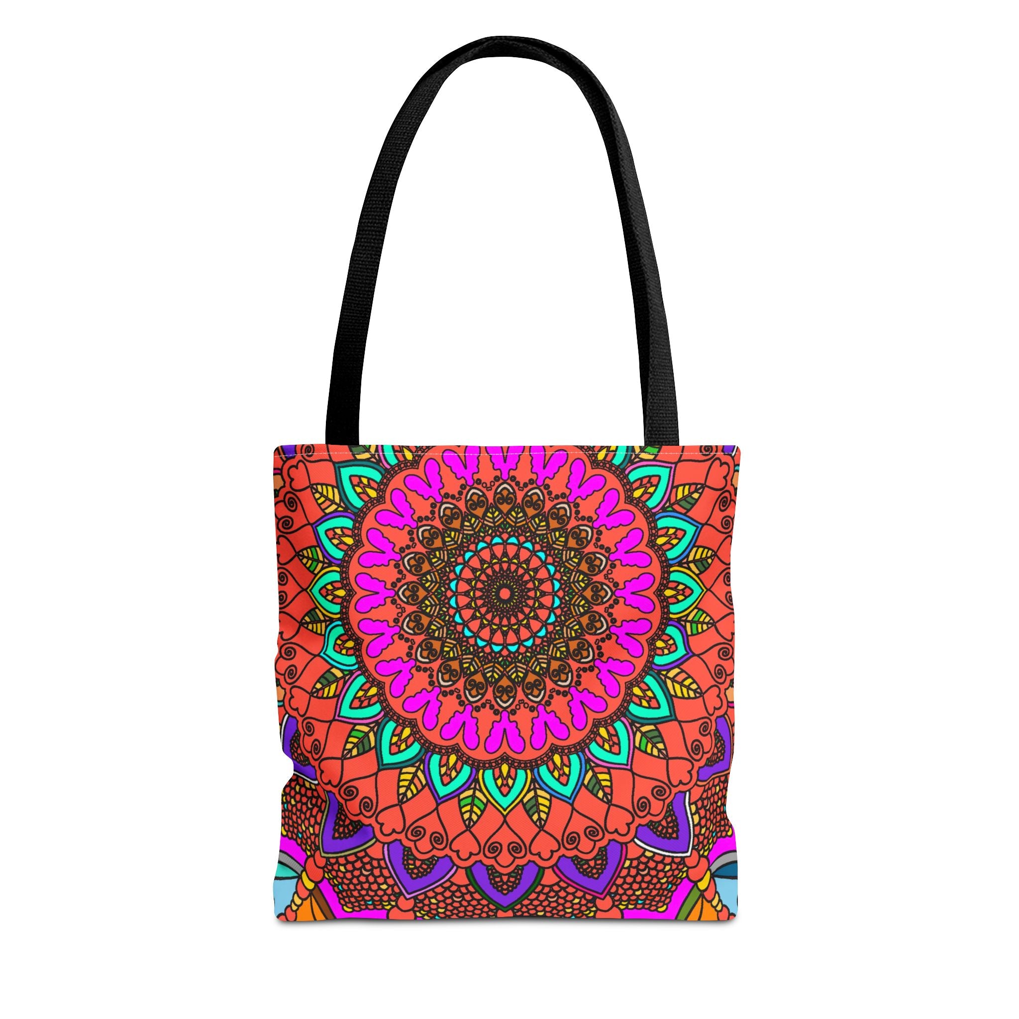 Borsa tote con mandala colorati – Stampa all-over in stile boho psichedelico