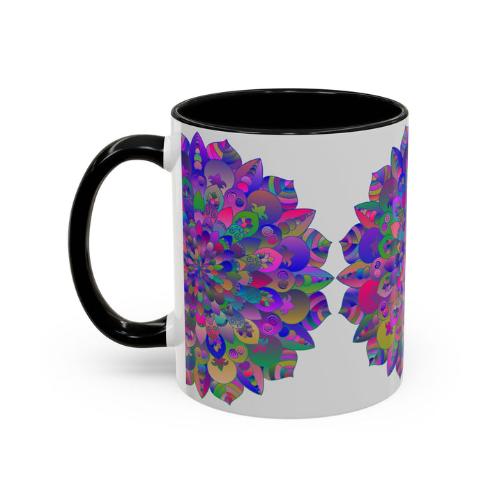 Unique and eye-catching psychedelic mandala design on a coffee cup