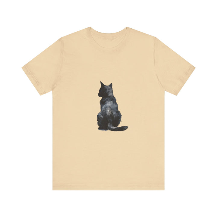 Black Cat Watercolor T-Shirt featuring a mystical design in shades of black and purple, perfect for cat lovers and those who appreciate unique, artistic fashion