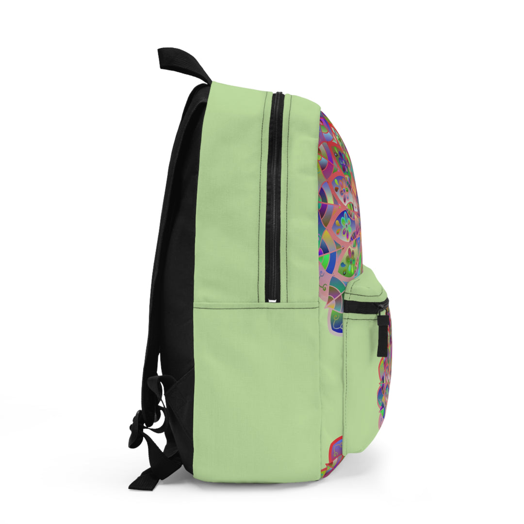 Mandala Pattern Backpack in Soft Green with Creative Flair