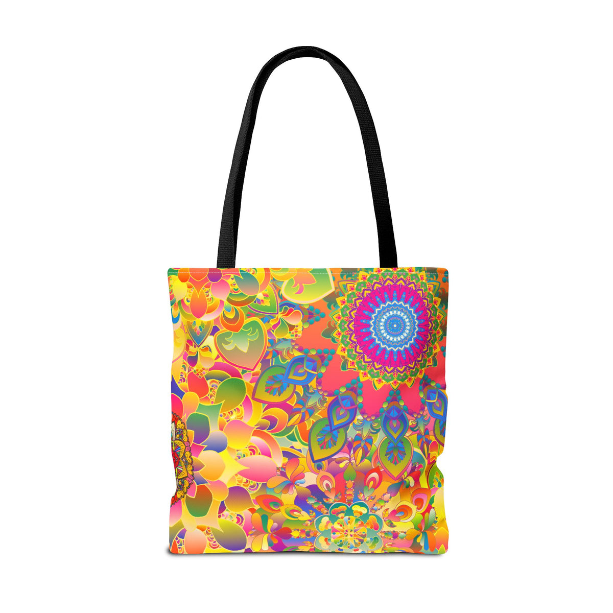 Psychedelic Floral Mandala Tote Bag