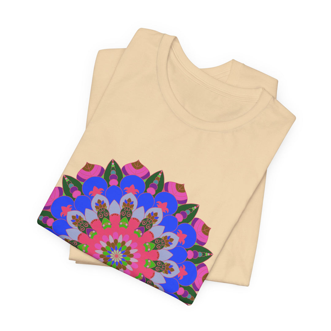 A vibrant and intricate mandala design geometric t-shirt in multiple colors