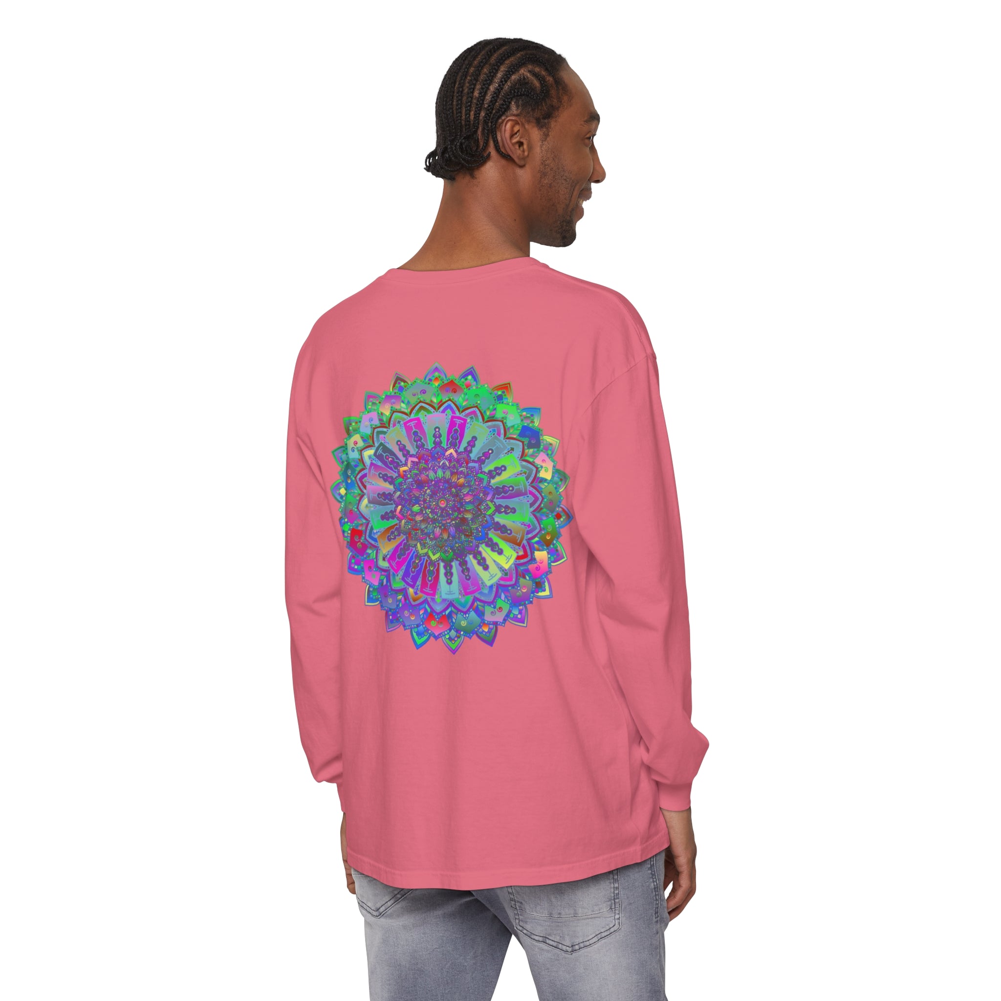 Colorful and intricate vibrant mandala design long sleeve t-shirt for women