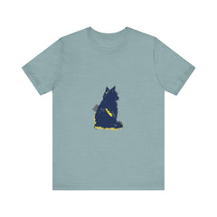 Blue Cat Mystery T-Shirt with a Cool Cat Design, perfect for cat lovers and fans of unique fashion