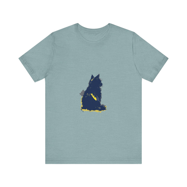 Blue Cat Mystery T-Shirt with a Cool Cat Design, perfect for cat lovers and fans of unique fashion